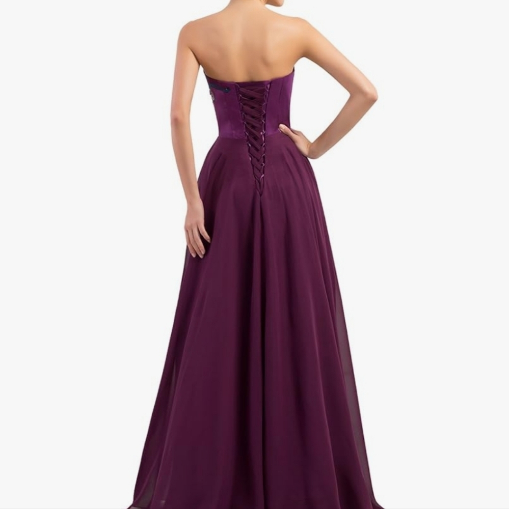 Grace Karin Purple Strapless Dress with Peacock Embroidery - Picture 6 of 6